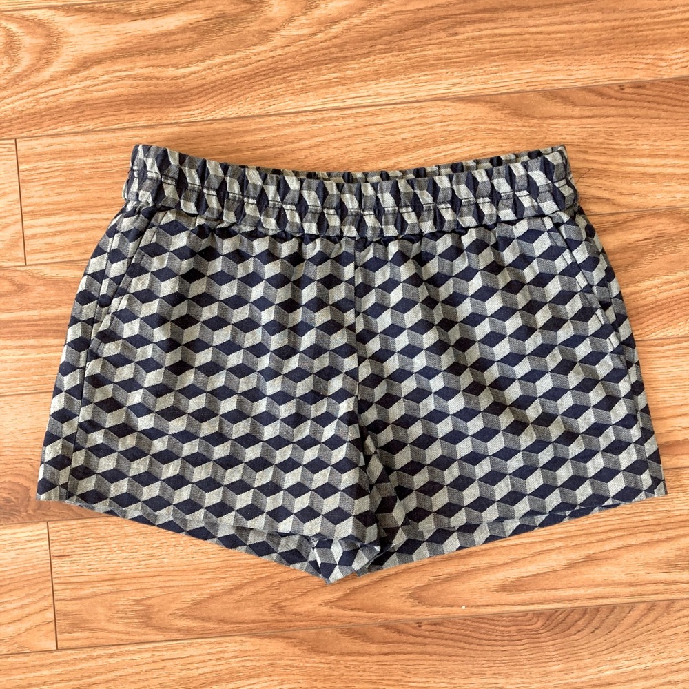 J. Crew Navy Geometric Pattern Shorts Size 8 - Picture 4 of 8